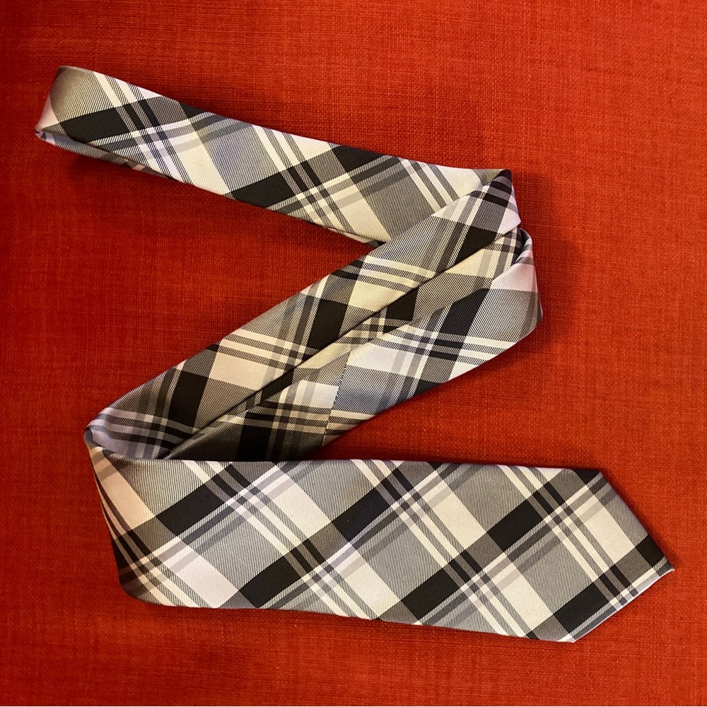 Express 100% silk plaid tie